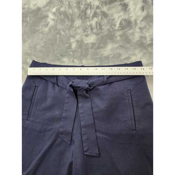 Bar III High Rise Tie Waist Belted Crop Pants Size L Blue Stretch Office Career - Picture 8 of 12